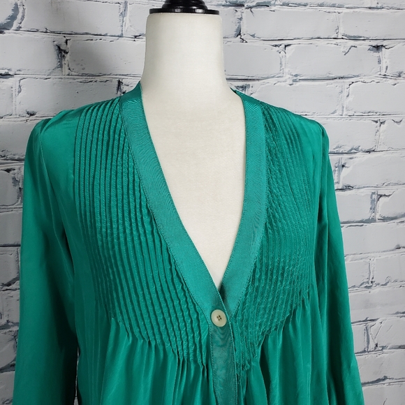 Elizabeth and James Green Silk Blouse - Picture 4 of 7